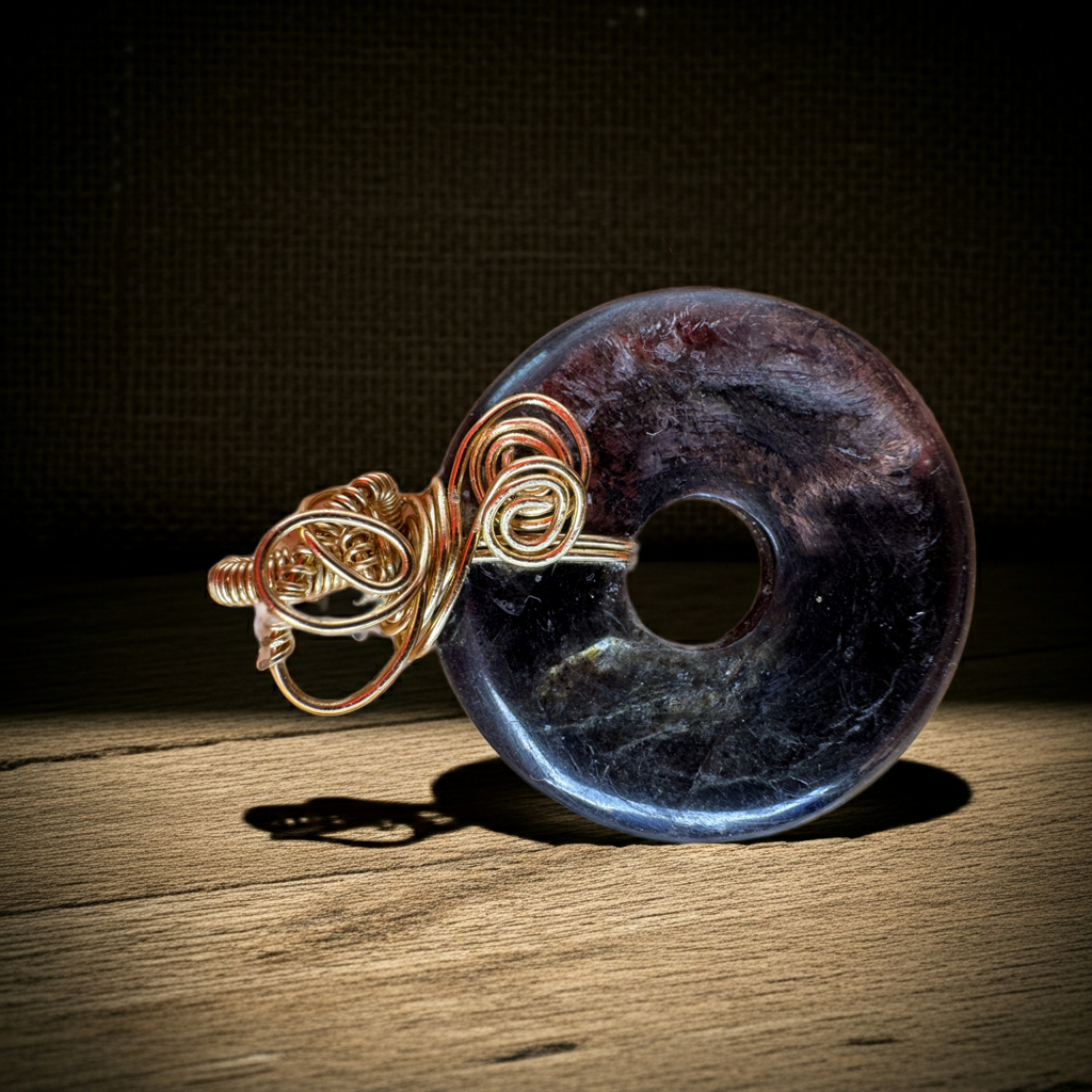Handgefertigter Obsidian Donut Kettenanhänger