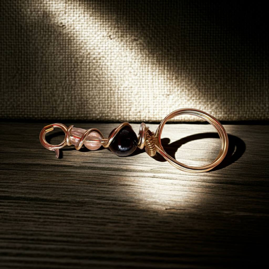 Handgefertigter Black Obsidian Bead Wire Smoke Holder