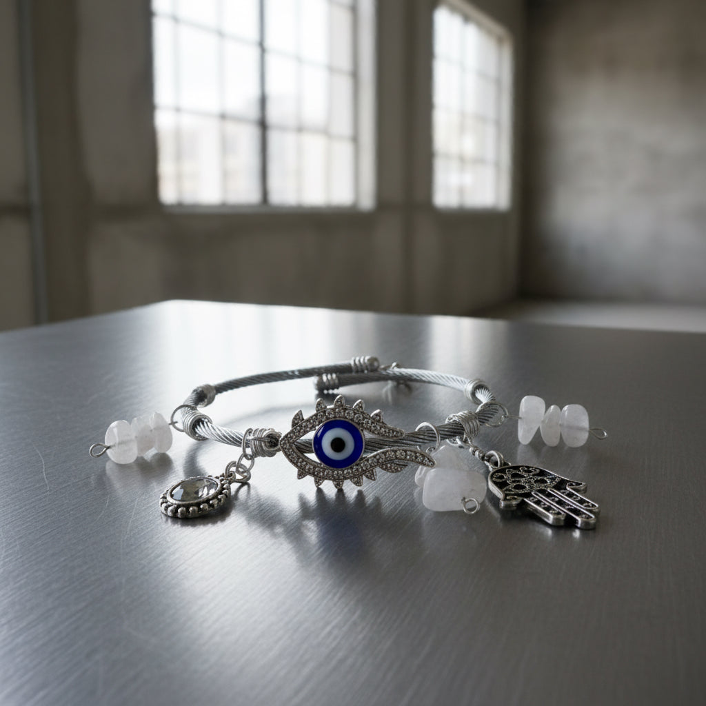 Schutzarmband mit Hamsa-Hand & Nazar-Amulett