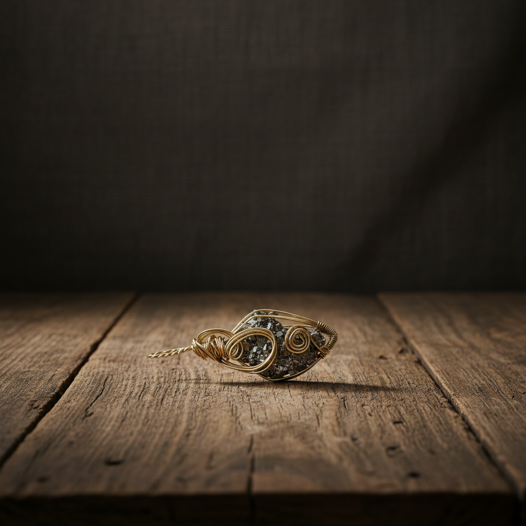 Edler Pyrit-Kettenanhänger – kunstvoll von Hand gewickelt