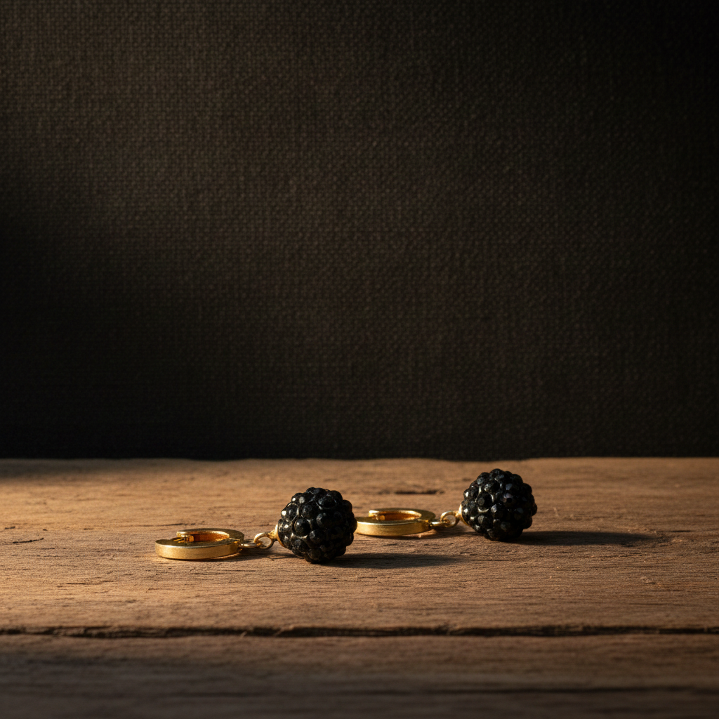 Elegante Gold-Hoops mit schwarzen Kristallkugeln – Handgefertigte Statement-Ohrringe