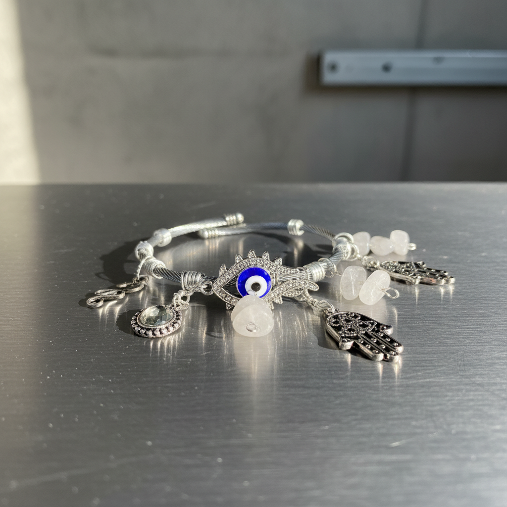 Schutzarmband mit Hamsa-Hand & Nazar-Amulett