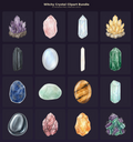 Witchy Crystal Clipart Bundle | 16 Crystal PNGs | Mystical Gemstone Watercolor Clipart